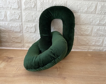 Forest Green Cord Velvet Chain Pillow, Knot Chain Pillow, Chain Link Pillow