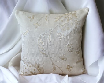 White Satin Pillow Covers, White Floral Pillows, Designer Satin Pillows