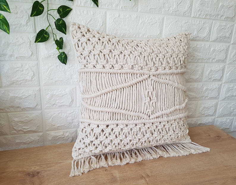Large Macrame Pillow Cover 20x20Woven Macrame Cushion Etsy