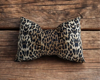 Velvet Cheetah Throw Unique Bow Design Pillow for the Bedroom Trend Decor