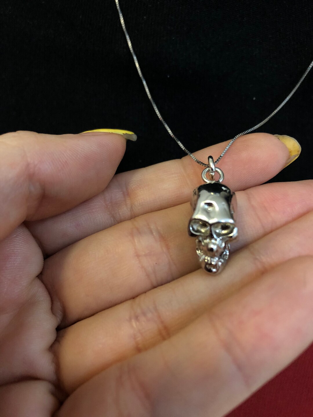 Jewelry Silver Vintage Silver Skull Pendant Necklace