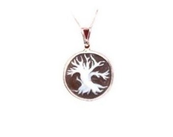 Cameo pendant with secular tree, cameo pendant with tree , ancient tree pendant,