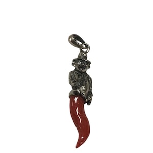 Colgante de cuerno de coral rojo, colgante de cuerno, regalo de la suerte, amuleto de la suerte, napolitano, corniciello, coral natural
