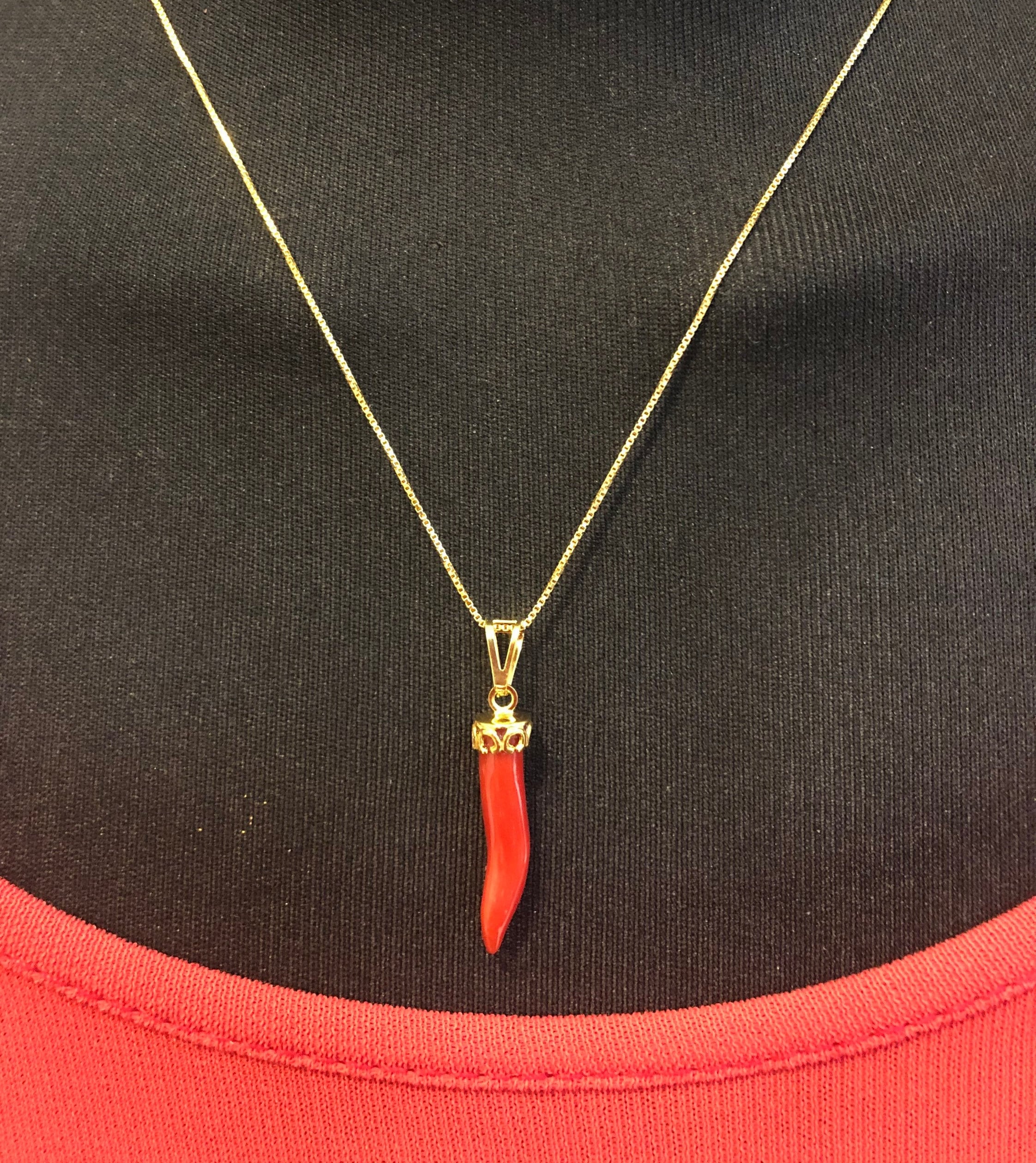 Red coral horn pendant sale