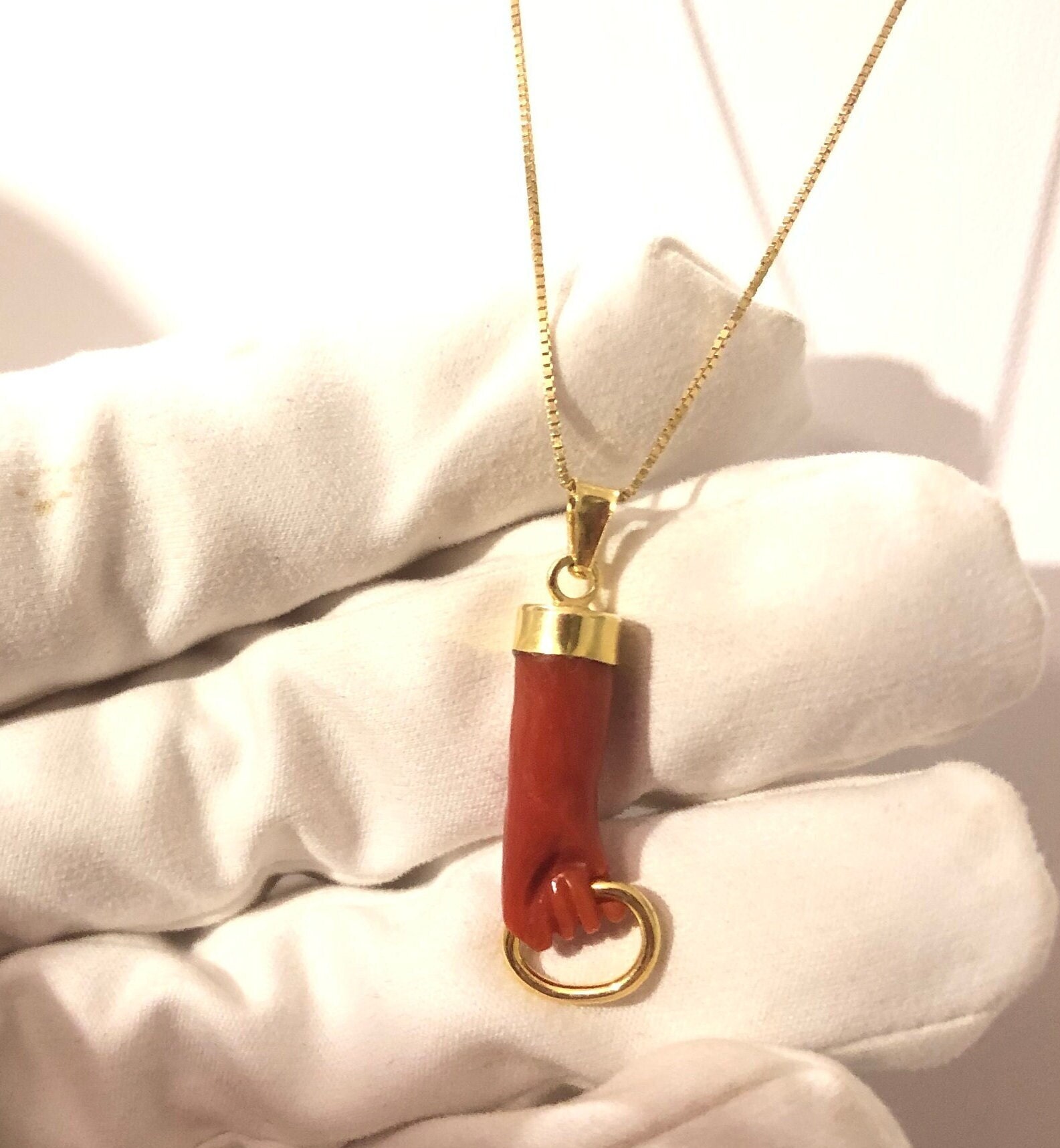 14K Gold Plated Figa Hand Evil Eye Charm - Good Luck Talisman Pendant For Protection & Positive Energy - View #6