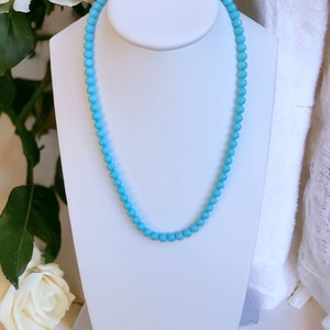 Handmade Turquoise Paste Bead Necklace, Boho Chic Style