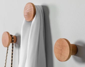 Ganchos de pared de madera natural – Diseño minimalista de cono (juego de 4)