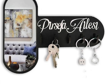 Llavero de madera personalizado con nombre de familia – Decoración de pared de plexiglás espejado