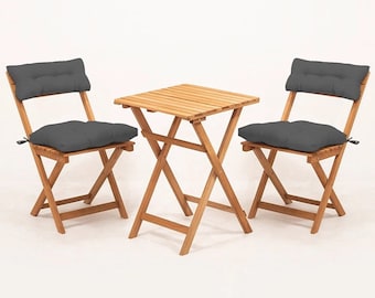 Conjunto Bistro de 3 piezas de madera natural - Muebles de jardín donde la elegancia y la comodidad se unen