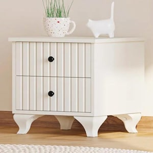 Modern 2-Drawer Nightstand - Elegant and Functional Side Table for Minimalist Bedrooms, Storage Drawer Nightstand, Wooden Nightstand