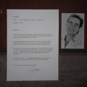 Jim Dale Carry on Actor Signed Autograph Photograph and Letter