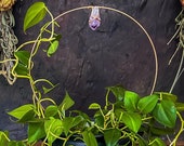 Amethyst Crystal Trellis - Handcrafted Copper Circle Plant Decor for Hoya, Monstera and Pothos. Perfect Housewarming Gift & Spiritual Decor