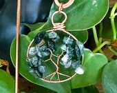 Moss Agate Crystal Tree of Life Plant Stake, Witchy Decor Plant Accessories, Green Witch Crystal Houseplant Accents for Fall Decor Gift