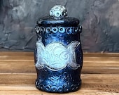 Triple Moon Apothecary Jar - Handcrafted Divine Feminine Gift for Lunar Witches to use for Herb Storage, Incense, Moon Spells & Witchy Decor