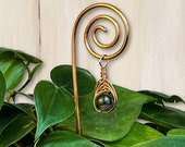 Moss Agate Copper Plant Stake, Crystal Plant Decor, Indoor Plant Charm Gift for Plant Lovers, Indoor Garden Accessories