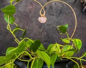 Handcrafted Copper Heart Trellis with Rose Quartz - Artisan Crystal Plant Support for Indoor Decor. Great Gift for Plant Lovers Housewarming
