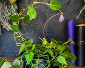 Copper Crystal Moon Trellis -Handcrafted Indoor Plant Support and Decor. Choose Amethyst, Citrine, Rose Quartz, Clear Quartz or Smoky Quartz