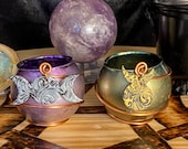 Wiccan Candle Holder Set, Frosted Glass Ritual Goddess and God Candle Holders, Witchcraft Altar Decor, Sabbat Gifts