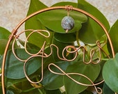 Wire Word Art Grow Moss Agate Crystal Houseplant Stake, Copper Wire Plant Charm, Plant Lover Gifts, Crystal Plant Decor, Green Witch Decor