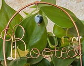 Rooted Houseplant Wire Word Art Crystal Plant Stake, Moss Agate Plant Decor, Copper Wire Plant Accessory, Plant Mom Gift, Crystal Plant Tag