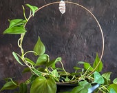 Copper Wire Clear Quartz Crystal Trellis for Indoor Plants - Handcrafted with Clear Quartz for Healing & Supporting Hoya, Monstera, Pothos