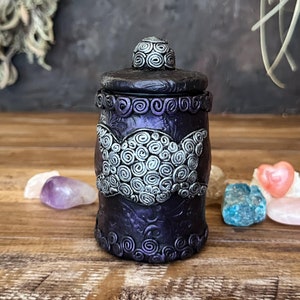 Triple Moon Apothecary Jar - Handcrafted to honor the Maiden, Mother & Crone. Perfect for Herb Storage and Spellwork, Lunar Witch Gift