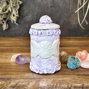 Triple Moon Apothecary Jar - Handcrafted for Rituals, Spells, Herbs, Potions and Witchy Decor. Great Gift for Priestesses and Lunar Witches