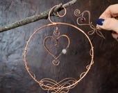 Heart Charm Decor Set | Interchangeable Copper Charms for Suncatcher or Plant Trellis | Rose Quartz Love Gift