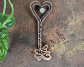 Love Key Talisman | Rose Quartz Heart Wire Wrapped Key for Love Energy, Attraction, Self-Love & Heart Chakra Healing
