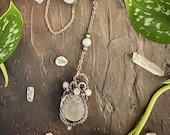 Copper, Quartz and Rose Quartz Wire Wrapped Crystal Ball Pendulum for Divination, Healing Work, Heart Chakra, Magick and Spellworkings