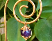 Amethyst Crystal Plant Charm, Copper Plant Stake for Indoor Planter, Housewarming Gift for Plant Lover, Fairy Garden Decor, Plant Witch gift