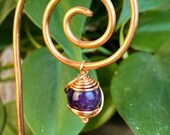 Amethyst Crystal Plant Charm, Copper Plant Stake for Indoor Planter, Housewarming Gift for Plant Lover, Fairy Garden Decor, Plant Witch gift