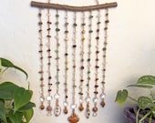 Fall Forest Crystal Curtain Suncatcher | Autumn Beaded Cascade with Quartz, Aventurine, Jasper & Carnelian – Handmade Wall Décor