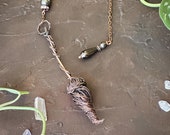 Handcrafted Hematite Crystal and Copper Wire Witch Broomstick Pendulum - Unique Spiritual Tool for Divination, Dowsing, and Energy Healing