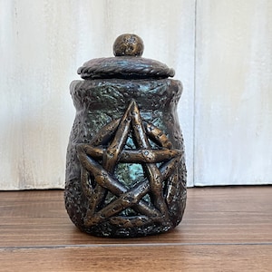 Pentacle Jar, Witchy Spell Jar Wiccan Decor, Gifts for Witches, Witchy Decor Aesthetic, Apothecary Jar Bowl, Pagan Potion Bottle Stash Jar