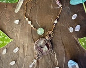 Fluorite, Amethyst and Copper Pendulum for Divination - Handmade Crystal Pendulum for Spiritual Healing, Energy Work & Magick Rituals