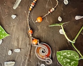 Energizing Carnelian Crystal Pendulum - One of a Kind Handcrafted Copper, Witchy Divination Tool, Spiritual Gift for Chakra Energy Healing
