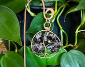 Smoky Quartz Crystal Plant Stake, Tree of Life Crystal Houseplant Accessories, Gift for Plant Mom, Green Witchy Decor to Repel Negativity