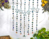Handmade Lapis Lazuli Beaded Curtain | Blue Celestial Wall Hanging, Crystal Window Decor — Witchy Home Decor Gift