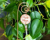 Plant Mom Houseplant Stake, Indoor Garden Quartz Crystal  Copper Wire Marker for Gardeners, House Plant Lovers and Herbalists, Hoya Accent