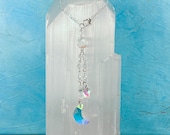 Moon and Star Crystal Charm, Rainbow Prism Window Hanging, Crystal Handbag Charm, Rear View Mirror Star Moon Decoration