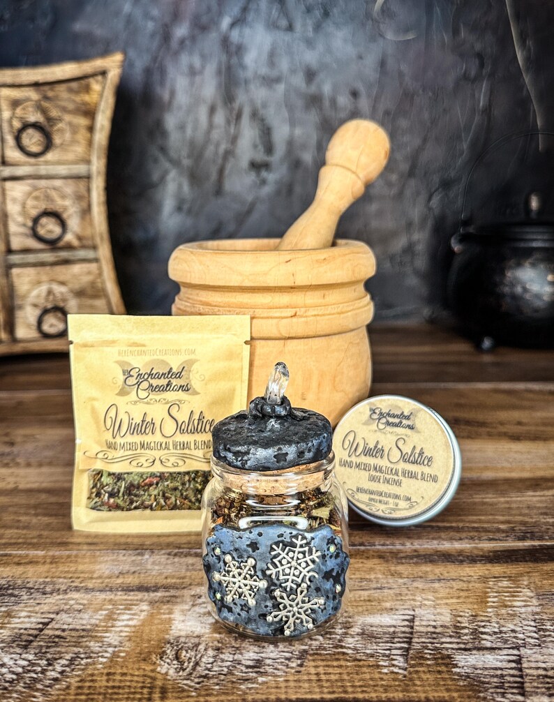 Winter Solstice Herbal Incense Blend, Introspection & Renewal Yule Rituals, Seasonal Magick, Winter Blessings Spellwork image 1