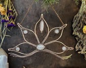 Crystal Lotus Flower Wall Hanging with Clear Quartz Crystal Suncatcher - Witchy Wall Decor, Boho Decor, Handcrafted Spiritual Gift