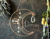 Wire Word Art Magick: Copper Crescent Moon Dream Wall Hanging to Enchant Your Space with Mystical Dreamy Vibes! Witchy Decor for Dreamers
