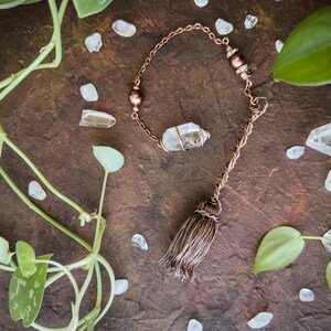 Handcrafted Copper Wire Witch Broomstick Pendulum with Clear Quartz Crystal - Spiritual Tool for Divination, Dowsing, and Energy Healing image 1
