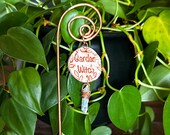 Garden Witch Indoor Garden Witchy Decor Clear Quartz Crystal Plant Stake, Copper Wire Marker for Green Witches, Plant Lovers and Herbalists