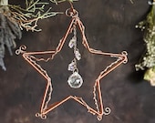 Copper Wire Star Prism Suncatcher - Handcrafted Wall Decor and Window Hanging, Unique Gift for Spiritual Spaces and Home Decor Lovers