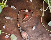 Spiritually Empowered Handcrafted Pendulum of Copper Wire Wrapped Red Agate for Divination, Magick, Healing, Aura Cleansing and Chakra Work.