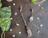 Handcrafted Copper Wire Witch Broomstick Pendulum with Clear Quartz Crystal - Spiritual Tool for Divination, Dowsing, and Energy Healing