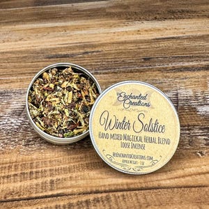 Winter Solstice Herbal Incense Blend, Introspection & Renewal Yule Rituals, Seasonal Magick, Winter Blessings Spellwork 1 oz. Tin